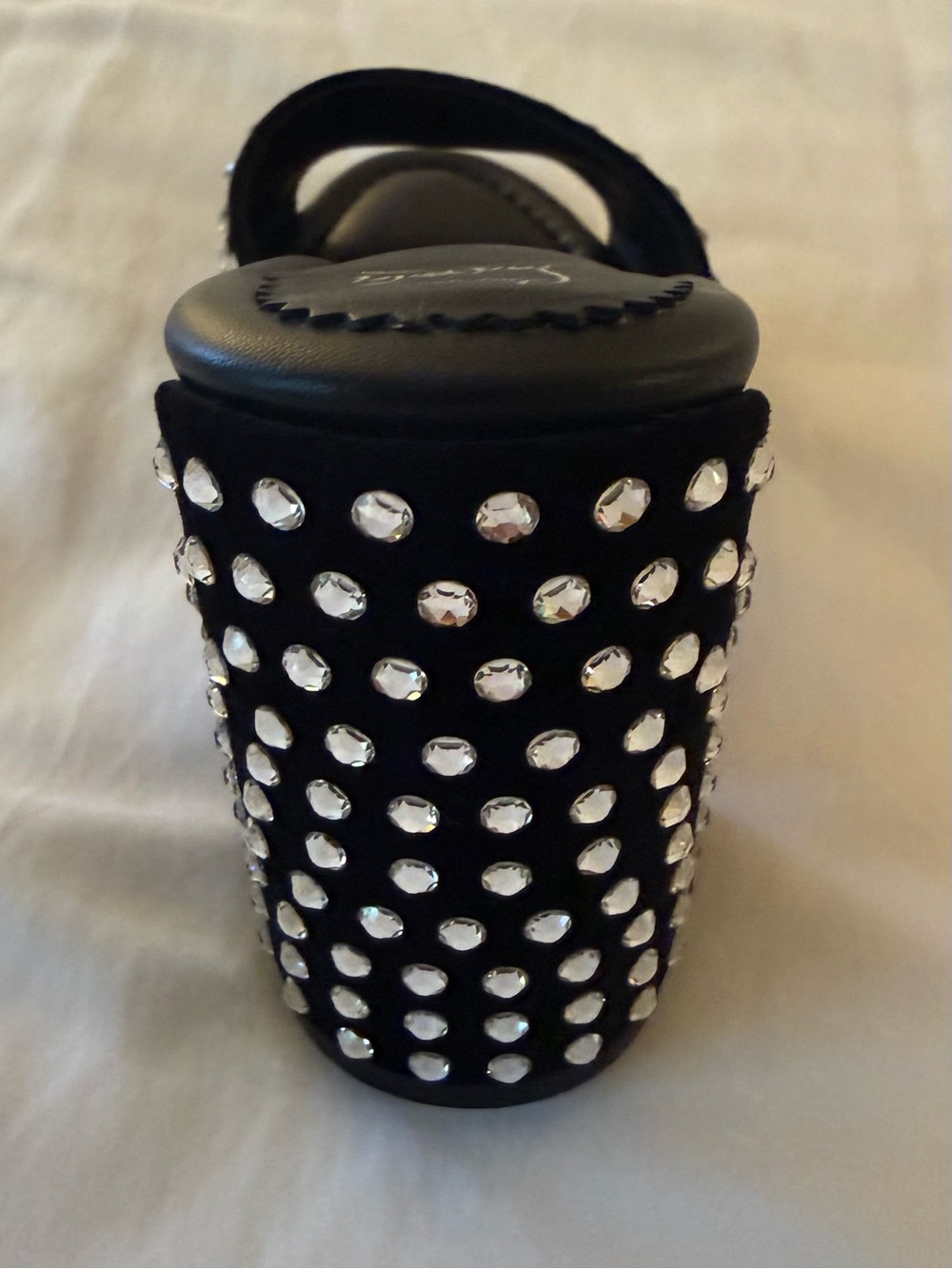 Christian Louboutin Black Crystal-Stud Slide Mules with Red Sole - Picture 5 of 7